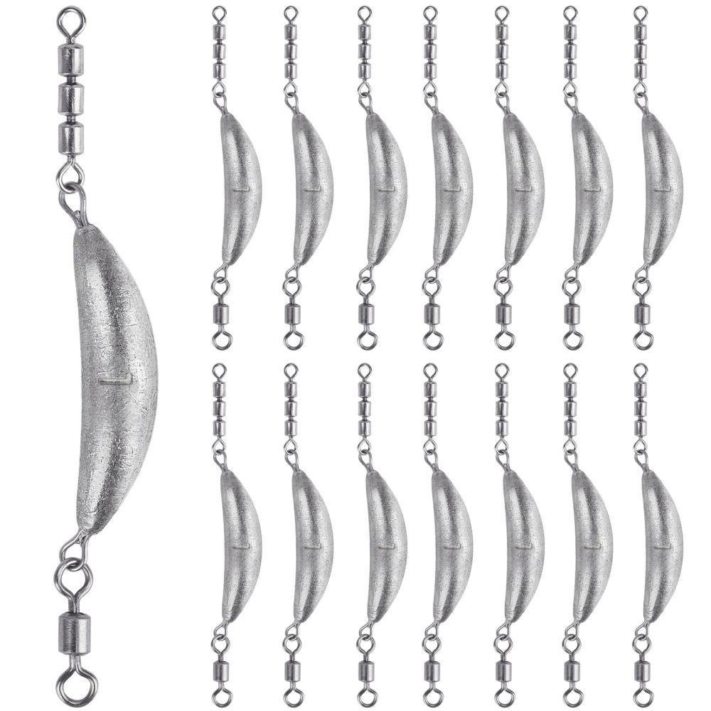 Crescent Fishing Spin Sinkers with 3 Roller Swivels