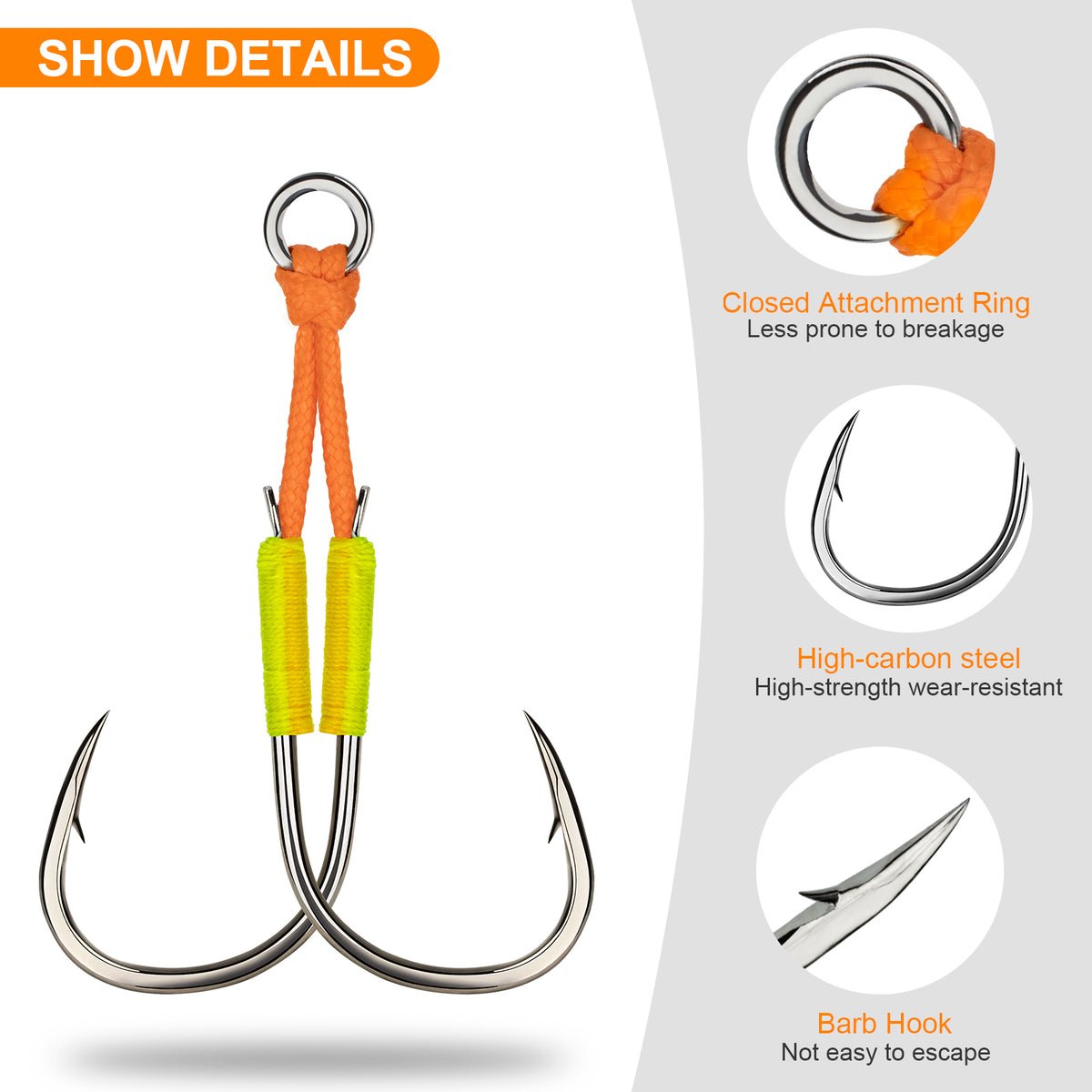 10pcs Fishing Assist Hooks For Saltwater Jigging - Image 4
