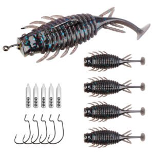 5pcs Soft Plastic Swimbait Fishing Lures with Hook and Beads