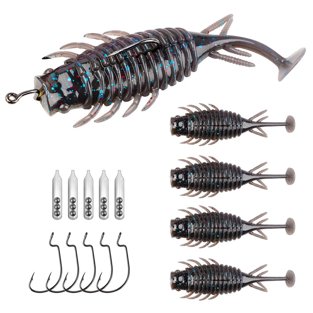 5pcs Soft Plastic Swimbait Fishing Lures with Hook and Beads