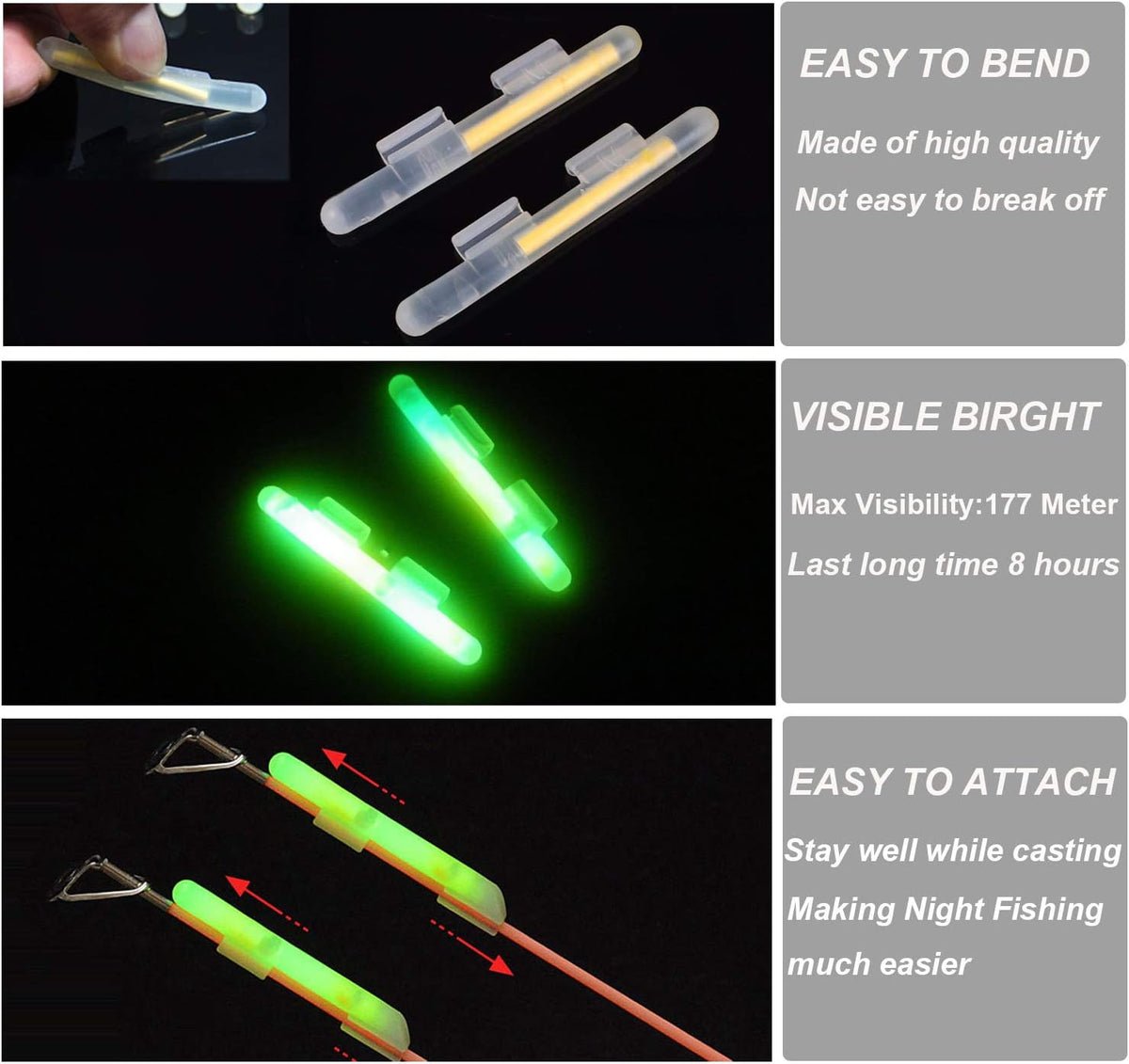 100pcs Fishing Glow Sticks Rod Tip Glow Sticks - Image 5