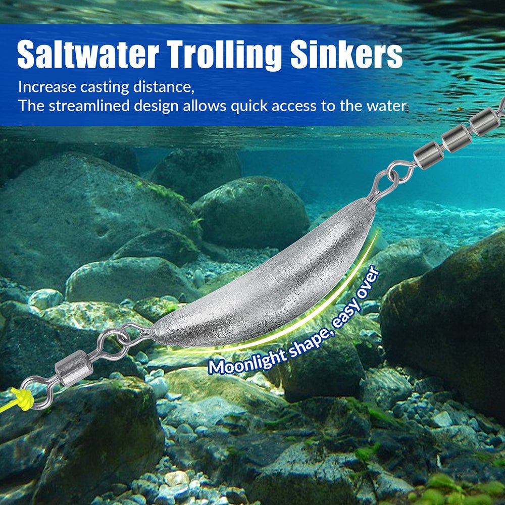 Crescent Fishing Spin Sinkers with 3 Roller Swivels - Image 2